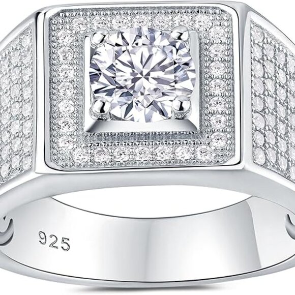 Moissanite Wedding Band 925 Sterling Silver Round Cut Eternity Engagement ring